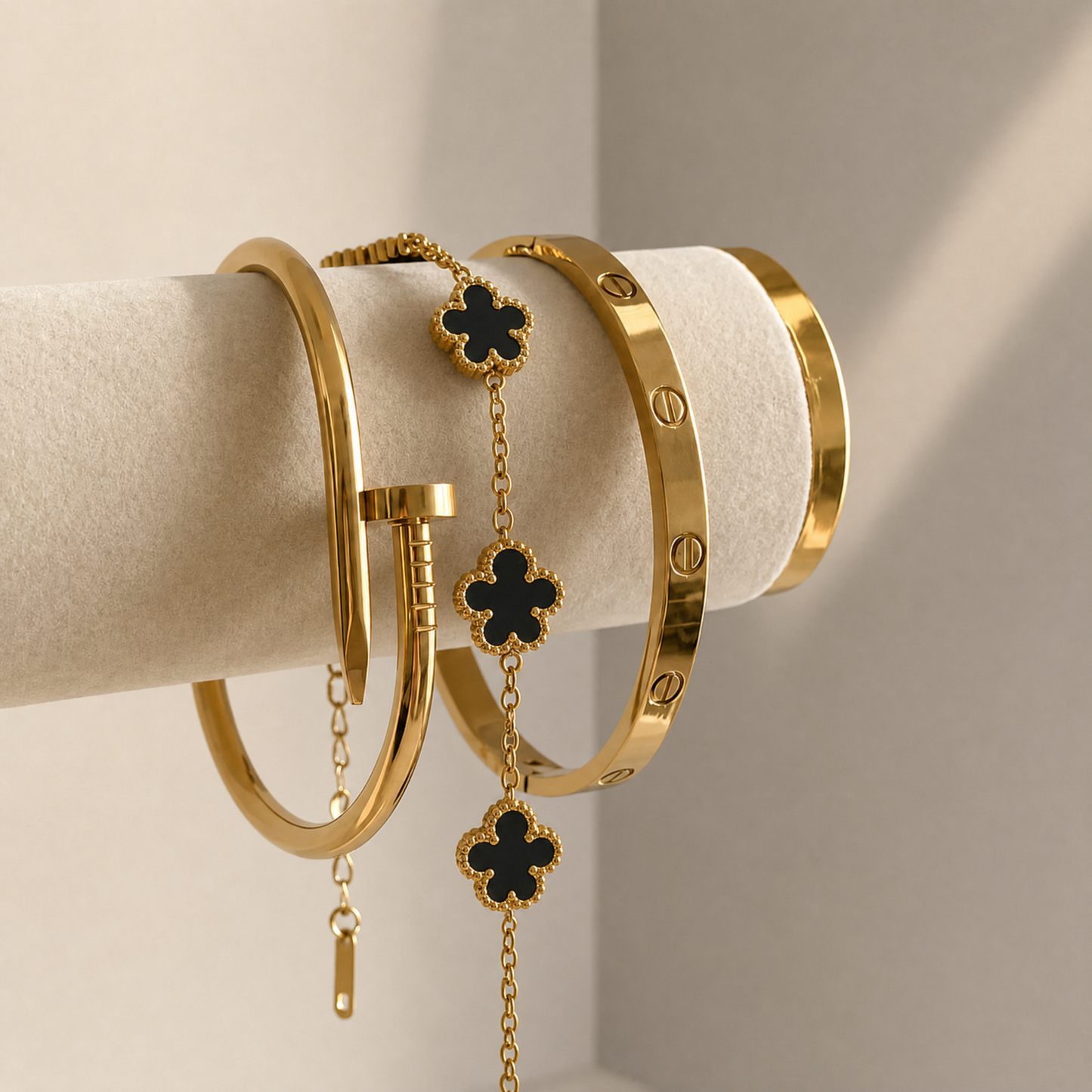 Trèfle Bracelet Gold & Onyx