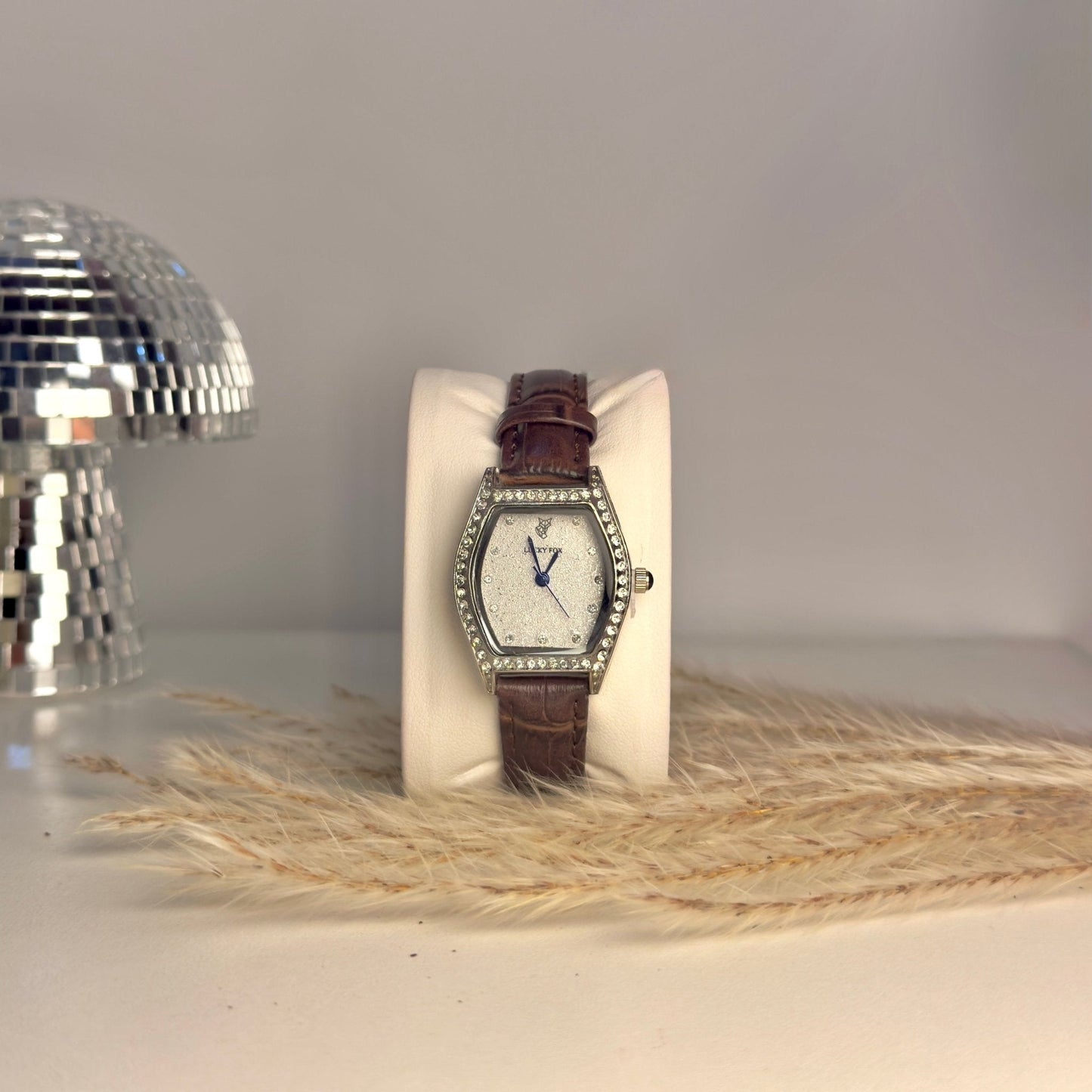 Premium Shimmer Dial Silver Brown Ladies Watch