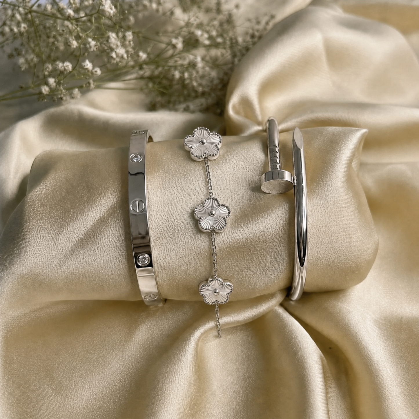 Trèfle Bracelet Silver & Pearl