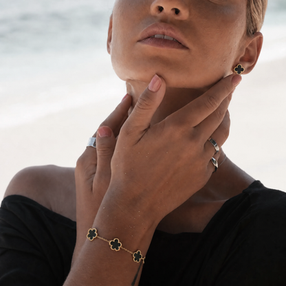 Trèfle Bracelet Gold & Onyx
