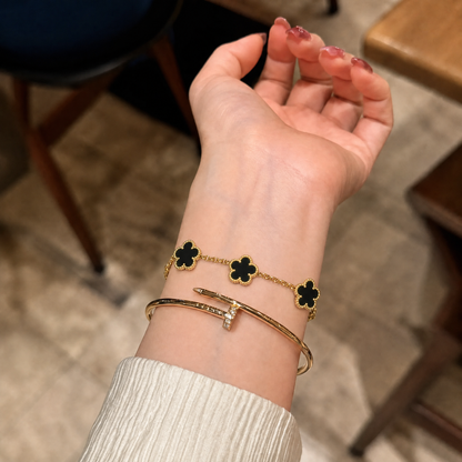 Trèfle Bracelet Gold & Onyx