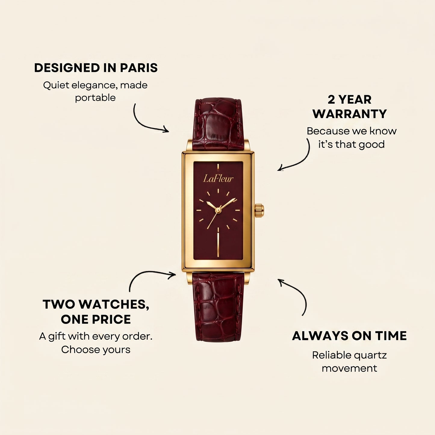 Montaigne Watch Burgundy