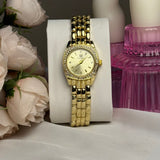Classic Gold Round Dial with Crystal Crown Finish. Watch